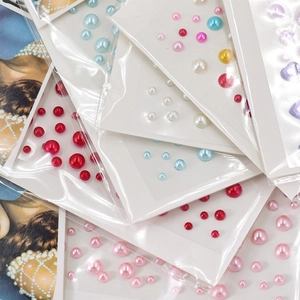 Colorful multi-size heart pearl facial stickers and DIY jewelry gems in assorted packs