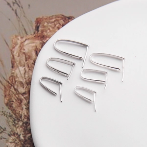 Set of six S925 sterling silver U-shaped earring hooks with minimalist stamped detail