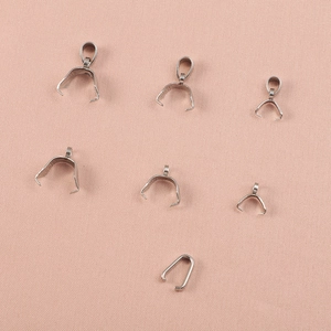Set of stainless steel pinch bails in various sizes for DIY necklace jewelry making