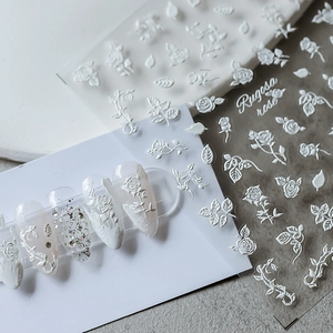 3D Embossed Nail Art Stickers Relief Floral Rose Butterfly Self Adhesive Elegant DIY Manicure Decorative Decals