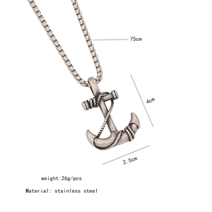 Détails du pendentif ancre en acier inoxydable avec chaîne 75cm et poids 26g