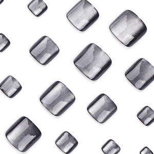Unghie finte piedi occhio di gatto grigio scuro con effetto metallico e forma quadrata