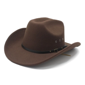 Western Cowboy Hat Wide Brim Felt Material With Belt Buckle Breathable Retro Ethnic Outdoor Style For Men Women