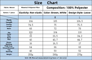 Detailed size guide and material specs for the two-piece jacket and trouser set