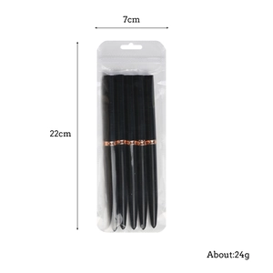Lot de 5 pinceaux liner pour nail art noirs avec détails or rose et emballage