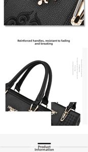 Detail of lychee pattern leather handbag with gold hardware and floral embroidery
