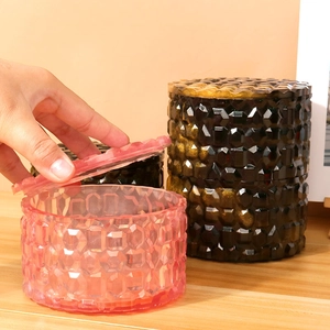 Stackable round diamond texture storage jar silicone mold for resin craft and jewelry box