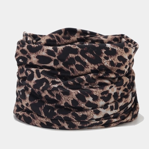 Versatile leopard print infinity scarf and headgear for outdoor fashion styling