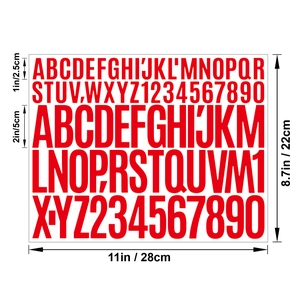 Red waterproof vinyl letter stickers in 1 and 2 inch sizes for DIY scrapbooking