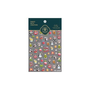 Christmas panda nail stickers with festive trees, gingerbread man and gift patterns