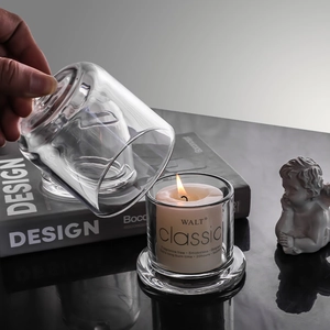Campana in vetro minimalista con candela profumata bianca 5x5cm decoro nordico