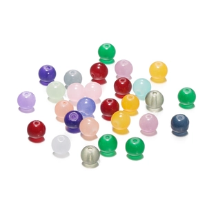 Close-up of 8mm colorful round glass beads for DIY jewelry making with smooth finish
