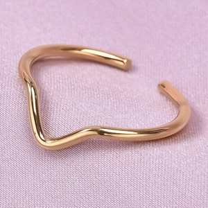 Anello a onda regolabile minimalista in acciaio inossidabile 304 in oro rosa