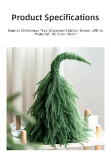 Détail du mini sapin de Noël en PE vert de 50 cm au design créatif à col courbé