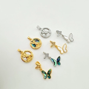 Butterfly Rabbit Charms 18K Gold Plated Copper With Abalone Shell Mother Of Artificial Pearl Zircon For DIY Jewelry Making Accessories