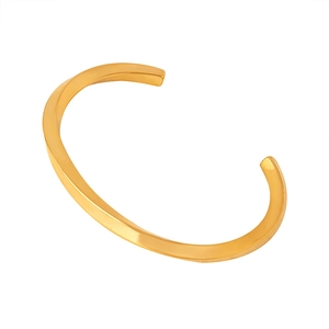 Baroque hip-hop vintage twisted open bangle in 18k gold plated stainless steel