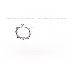 Detailed view of zircon heart bracelet specifications including length and copper material