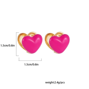 Pink enamel heart earrings with gold trim detailing size 1.5cm and 2.4g weight
