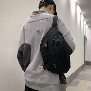 Schwarze Canvas-Umhängetasche mit vielen Taschen und großem Fassungsvermögen für Alltag