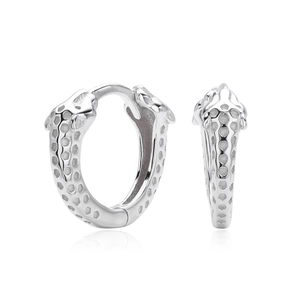 Elegant S925 sterling silver leopard head hoop earrings with textured leopard pattern