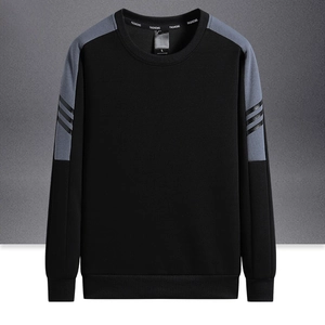 Sweat-shirt décontracté pour hommes bicolore noir et gris avec col rond et manches longues