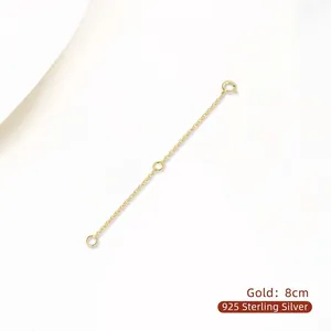 Detailed view of 8cm gold plated 925 sterling silver adjustable chain with spring clasp
