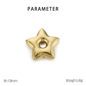 Detailed parameter view of a 19mm gold star charm with size and weight specifications