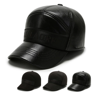 Winter Baseballkappe PU Leder Wolle Fleece Gefüttert Warm Ohrenschutz Winddicht Outdoor Verstellbar Schirmmütze Für Herren