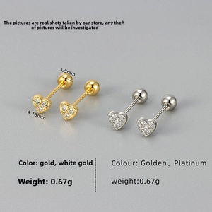 Dimensions détaillées des boucles d'oreilles cœur de 4,18mm en finitions or et platine