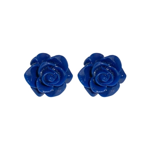 Élégantes boucles d'oreilles roses bleu foncé avec finition brillante pour femmes