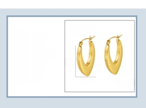 Détail des boucles d'oreilles géométriques en V en acier plaqué or 18 carats avec dimensions