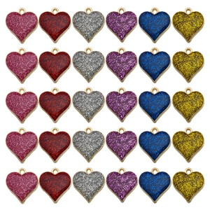 Charmes De Coeur En Alliage Émail Pailleté Pendentifs Pour La Fabrication De Bijoux Bricolage Bracelet Collier Accessoires Style Valentin