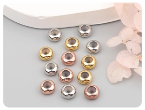 Macro view of 14K gold filled abacus beads with silicone core for jewelry making