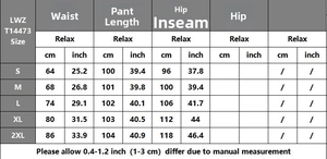 Tableau des tailles pour ensemble pantalon large décontracté, mesures en cm et pouces