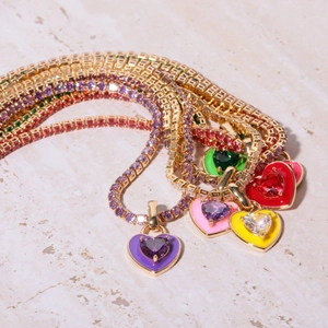 Heart Pendant Necklace Colorful Zircon Tennis Chain Titanium Steel Enamel Choker Jewelry For Women Fashion Luxury