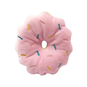 Rosa Plüsch-Donut-Hundespielzeug mit bunten Stickereien für Haustier-Zahnpflege