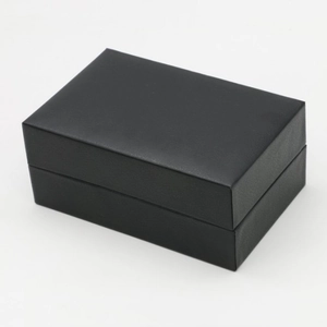 Classic black rectangular PU leather watch gift box with flip-top lid and fine texture