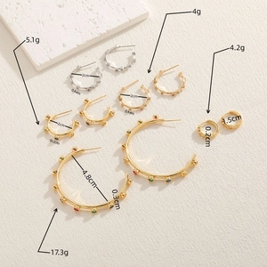 Luxurious zircon geometric earrings collection in gold and silver finish with dimensions