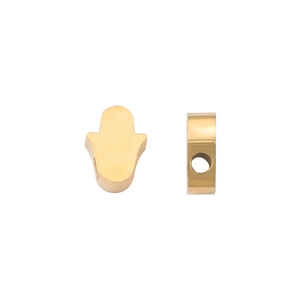 Golden stainless steel Hamsa Hand charm and large hole spacer bead for jewelry making