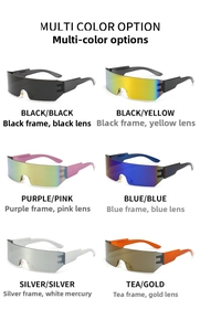 Futuristic UV400 visor sunglasses available in six stylish colors for outdoor sports