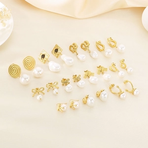 French Vintage Stainless Steel Earrings With Faux Artificial Pearl Bowknot Geometric Design Fashion Jewelry Accessories For Women