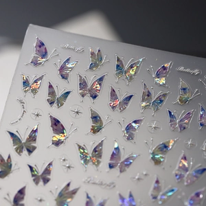 Butterfly Nail Art Stickers Holographic 3D Relief Laser Self Adhesive Manicure Decoration DIY Elegant Fashion Women
