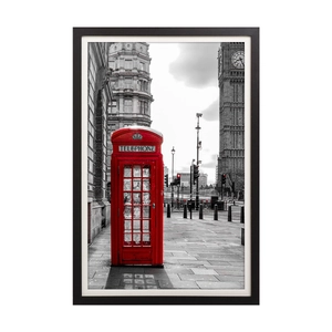 Modern black rectangle wood frame featuring a London red telephone booth photo