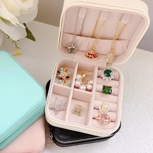 Portable travel jewelry organizer for necklaces and rings in multiple colors