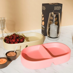 Dual-compartment oval silicone resin mold for DIY jewelry tray and home organizer crafts