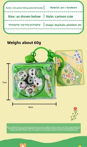 Detail of cute panda fishing keychain showing PVC material and size specifications