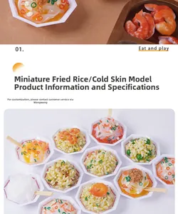 Vue macro de miniatures de riz frit et nouilles froides avec garnitures détaillées