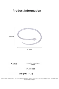 Gedetailleerde maatspecificaties voor slangenarmband met strass-steentjes in zilver
