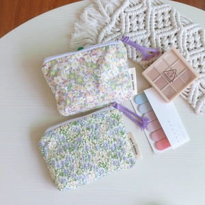 Mini pochettes en coton à fleurs pastel pour pièces, rouge à lèvres et écouteurs