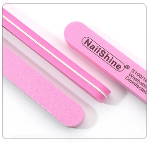Detail showing pink washable and disinfectable S100/18 sponge nail files for professional use